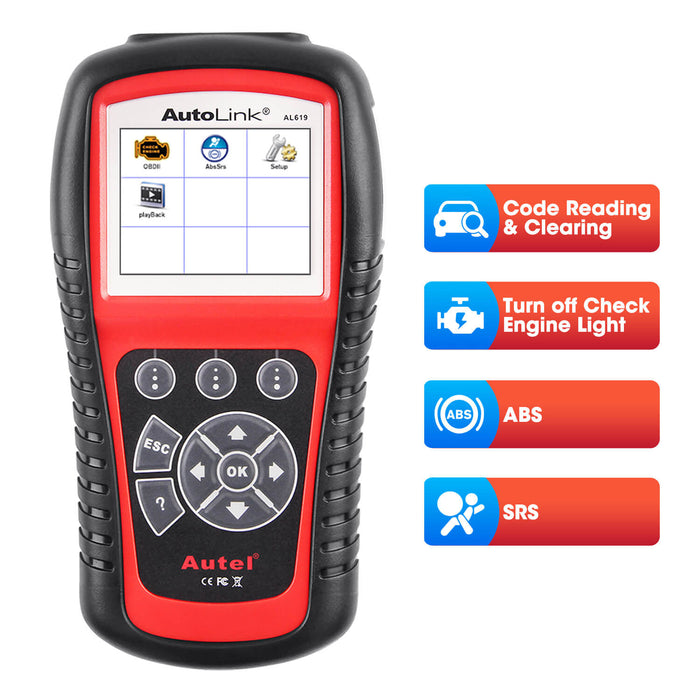 Autel AutoLink AL619 OBD2 Scanner | ABS/SRS Diagnose | Turn Off Warning Lights | Ready Test | Advanced Ver. of AL519/ML519