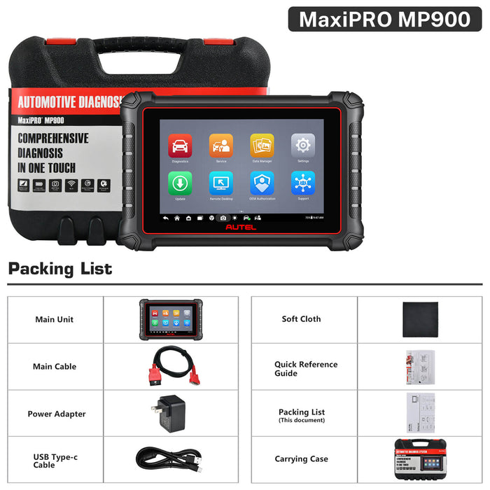 Autel MaxiPro MP900 | Upgraded Version of MP808S Product Image packing list