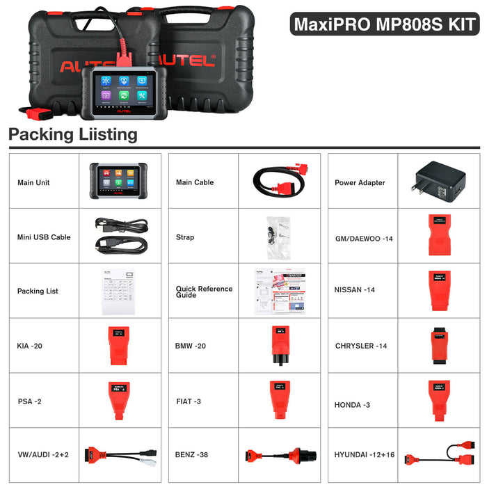 [2 Years Update] Autel MaxiPRO MP808S Kit UK/EU | Active Test| Bi-Directional Control | Oil Reset, EPB, SAS, DPF, BMS, Injector Coding