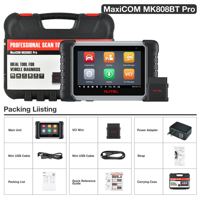 Autel MaxiCOM MK808BT Pro | Upgraded Ver. of MK808BT  package list