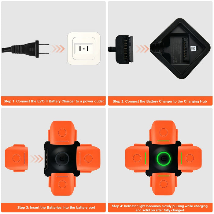 how to use evo ii battery charging hub